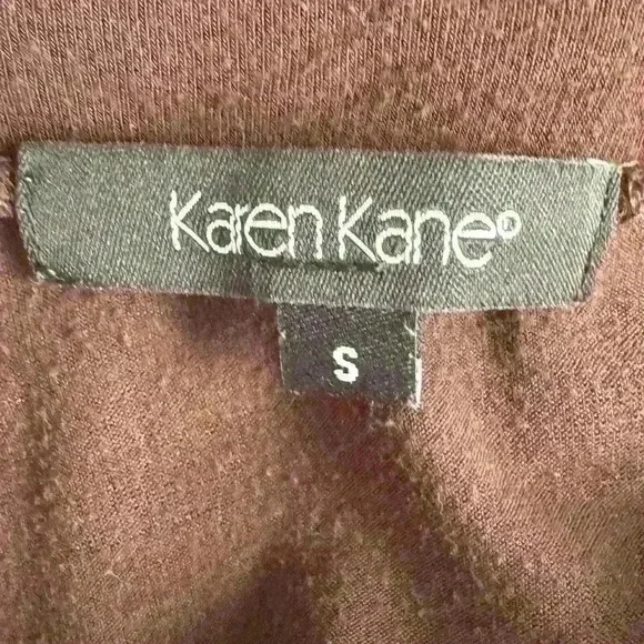 Karen Kane Small Brown Empire Tie Waist Jersey Dress Short Sleeve Knee Length - Picture 9 of 10